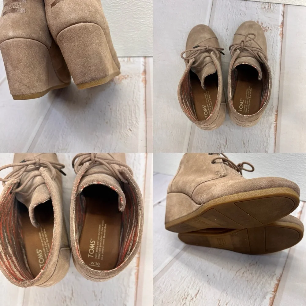 TOMS Women's Black‎ Suede Desert Wedges SIZE 10